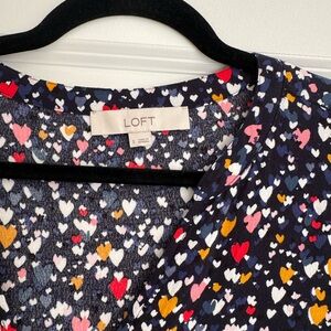 LOFT Multicolor Heart Print Top